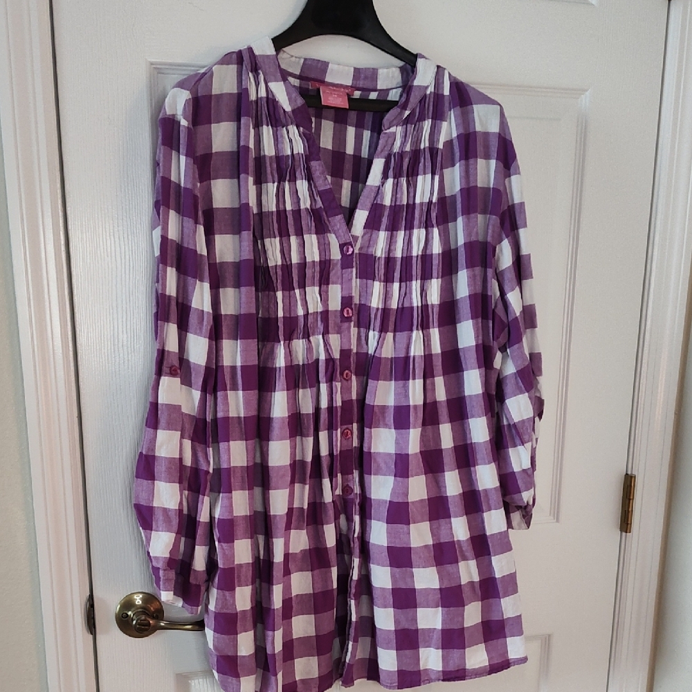 Woman Within Purple and White Plaid Shirt